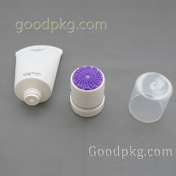 Plastic tube with Electric Vibrating Massager Brush Head for cosmetic