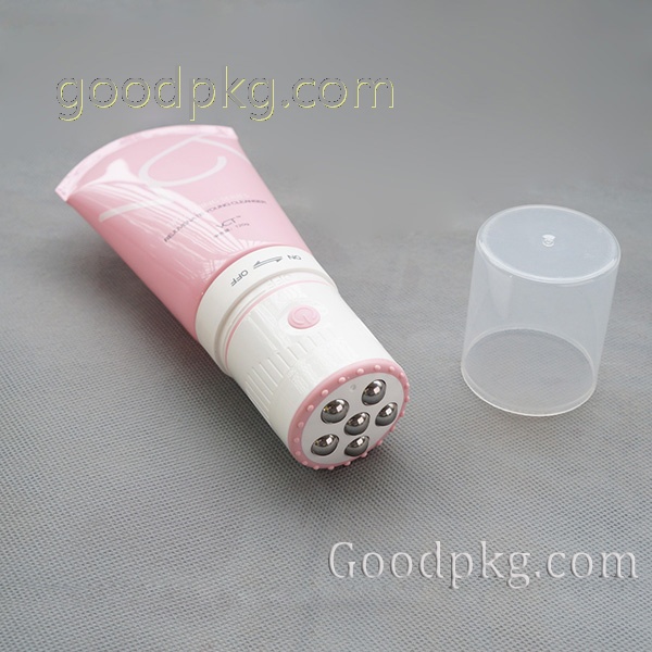 Plastic Tube With Electric Vibrating Massager device and 6 S/S Roller Balls Applicator for cosmetic packaging